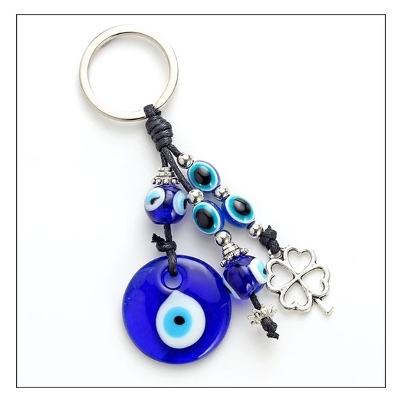 Evil Eye Nazar Protection Glass Beads Key Chain - Picture 2 of 3